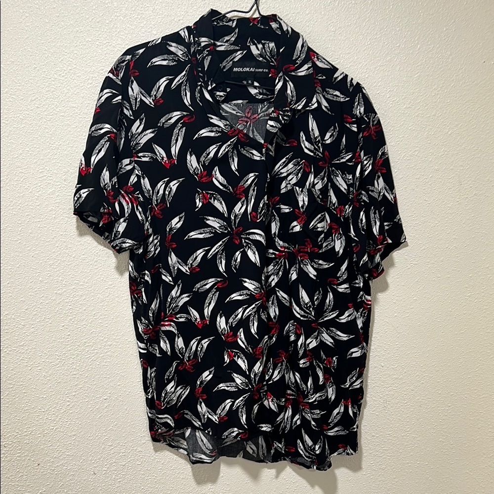Black and Red Casual Button Down Shirt